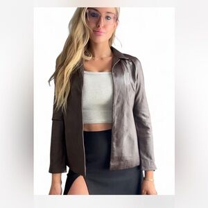 BCBGMaxAzria Dark Brown Leather Jacket